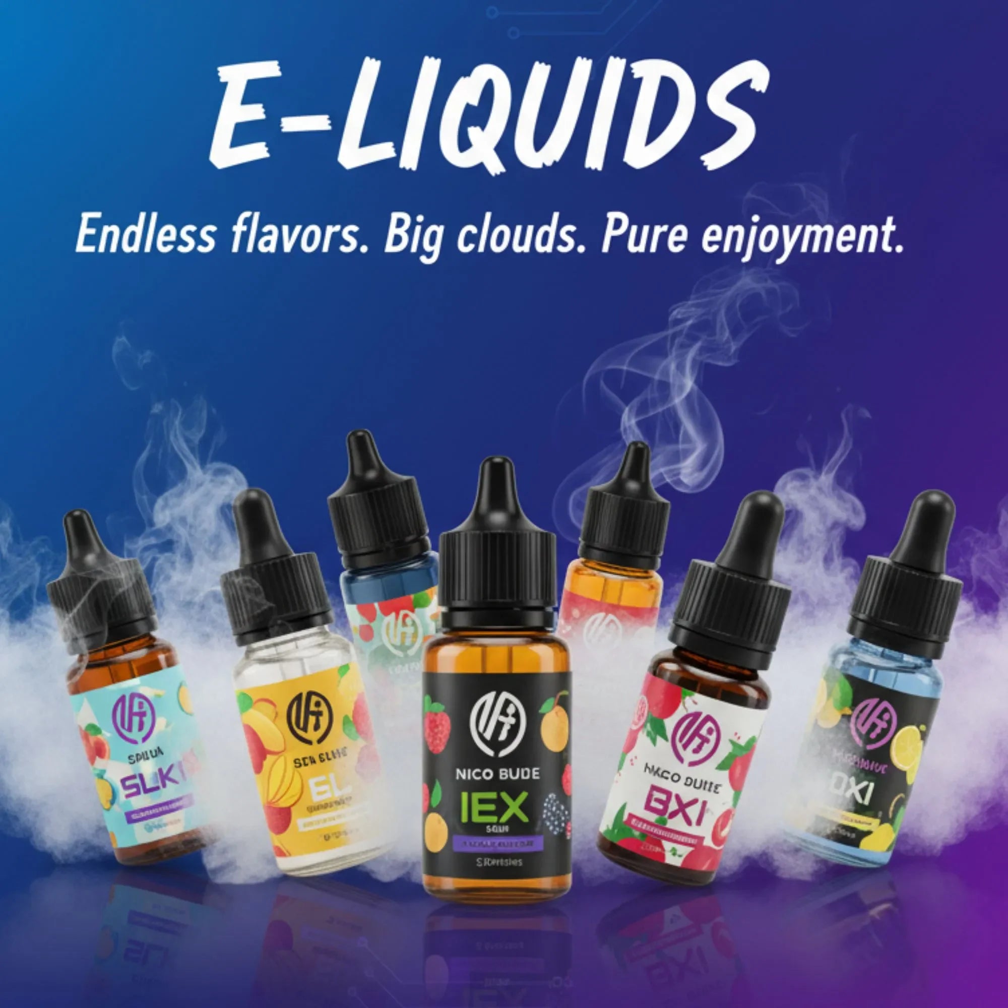 Premium e-liquids in multiple flavours and strengths for vaping