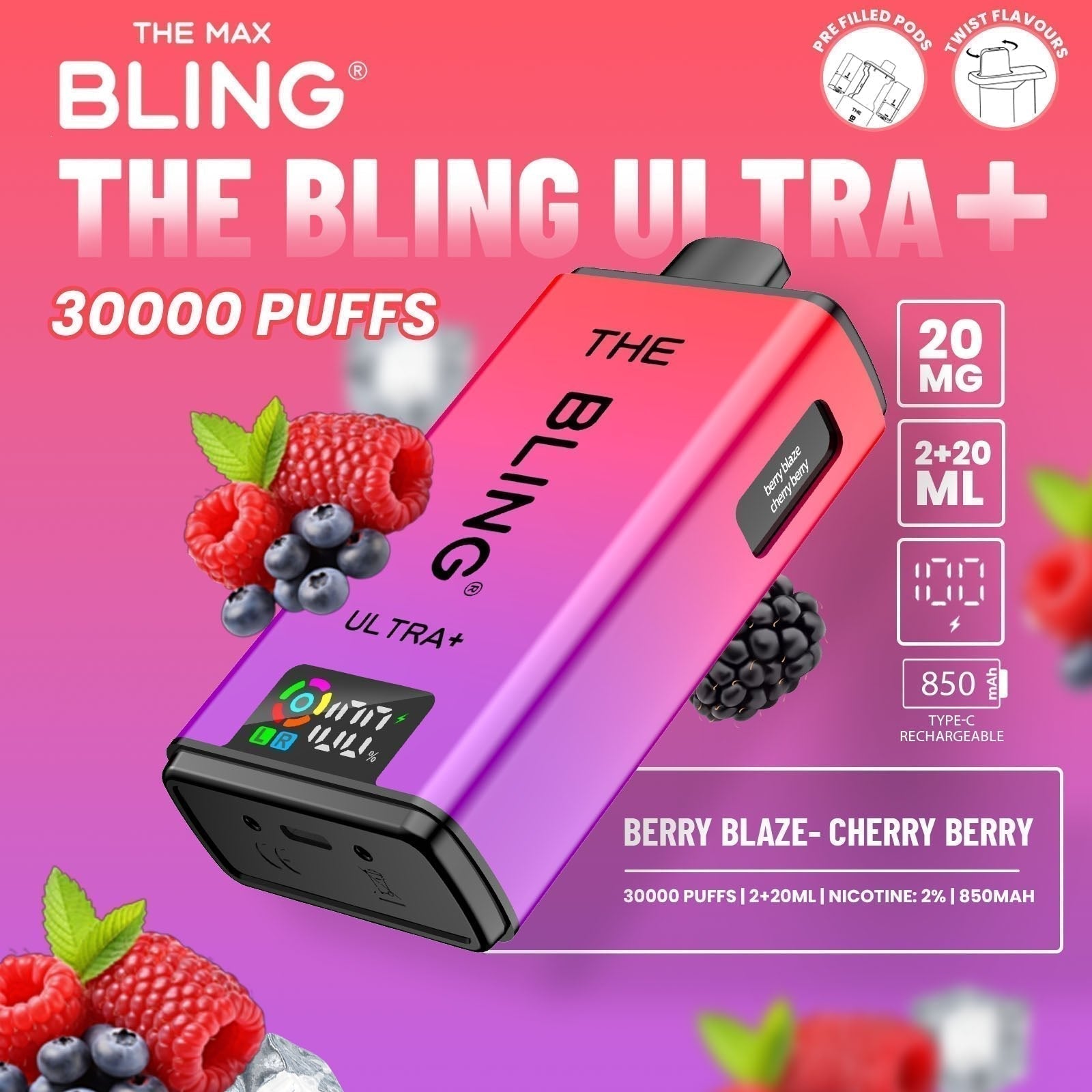 The Bling Ultra Plus 30K Prefilled Pod Kit – Pack of 5