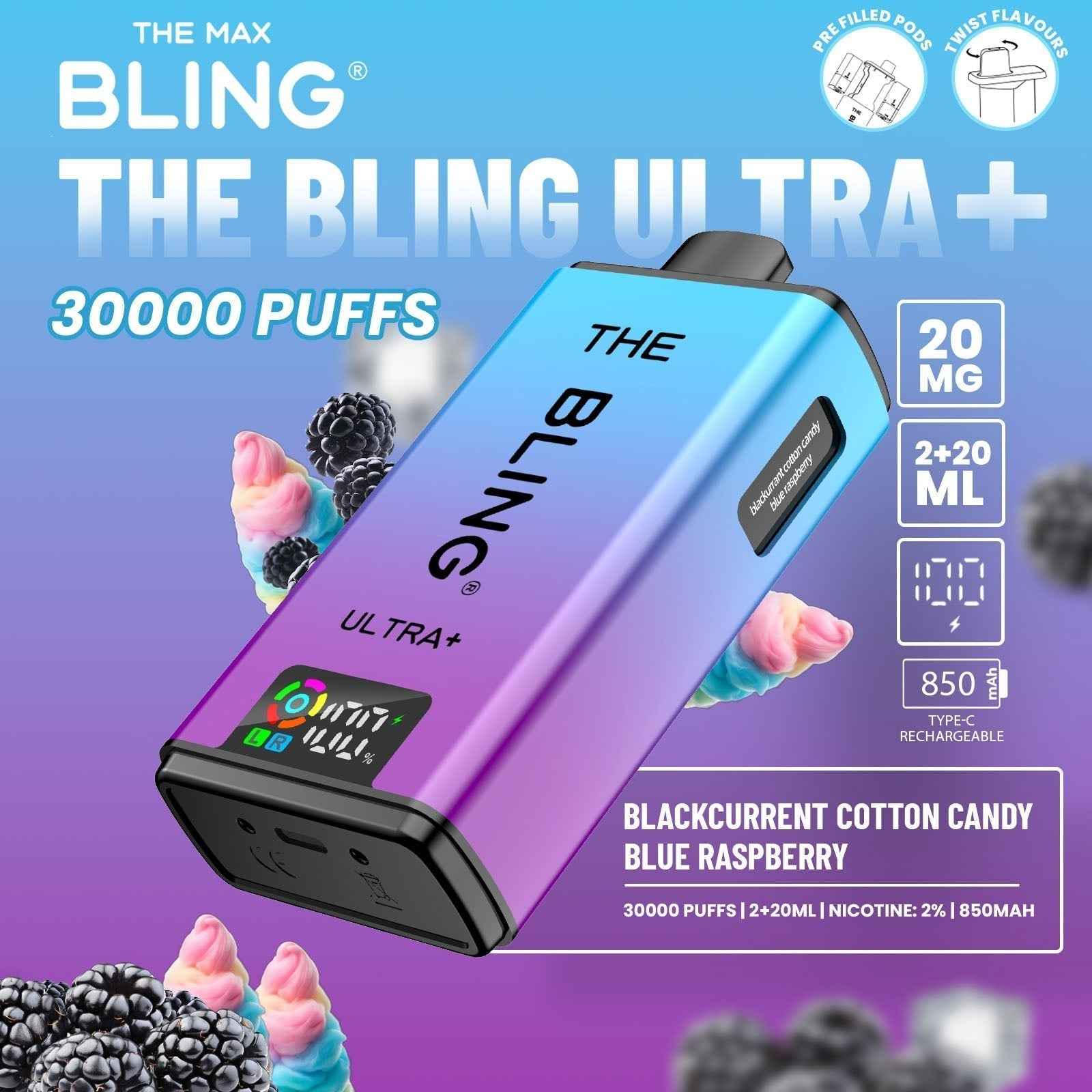 The Bling Ultra Plus 30K Prefilled Pod Kit – Pack of 5