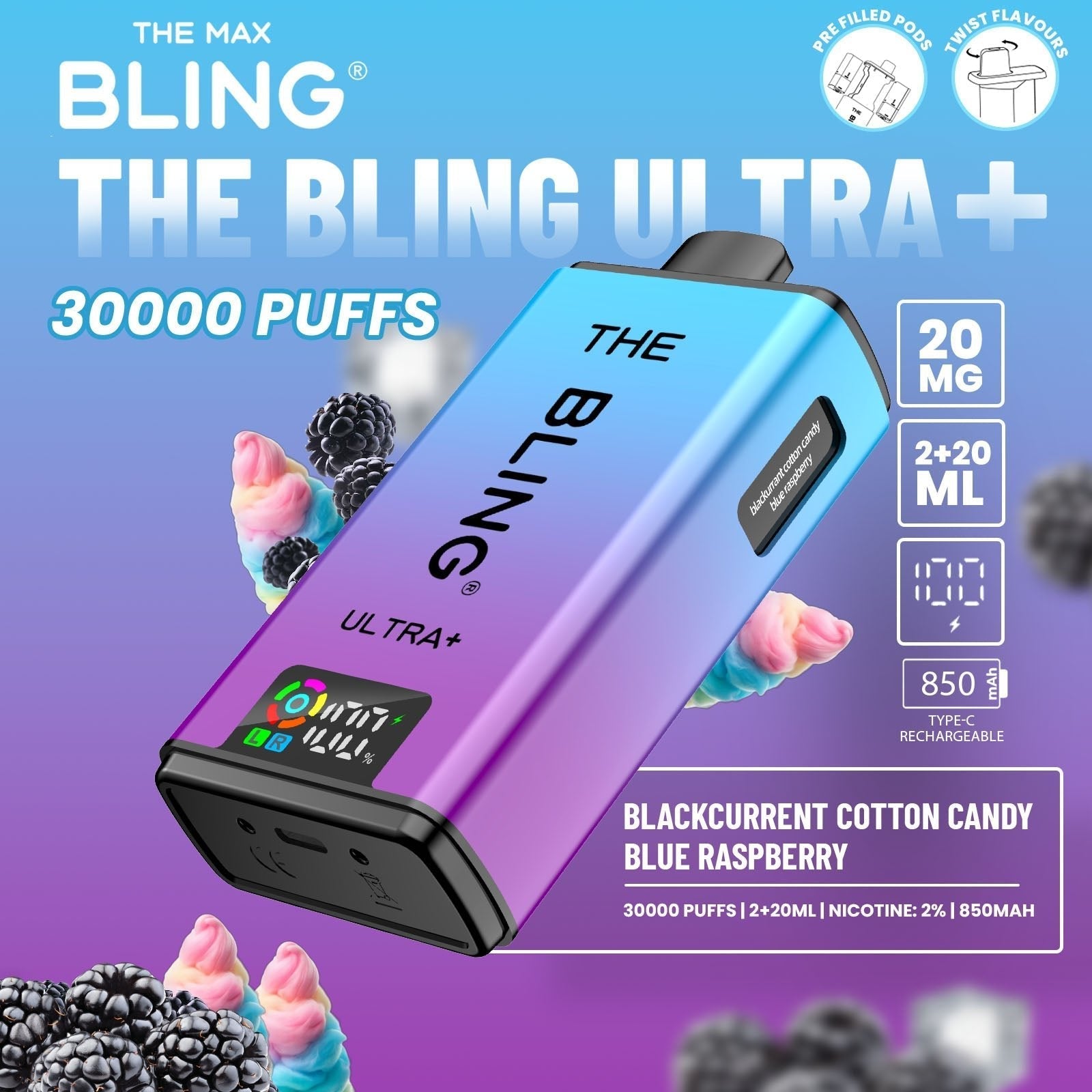 The Bling Ultra Plus 30K Prefilled Pod Kit – Pack of 5