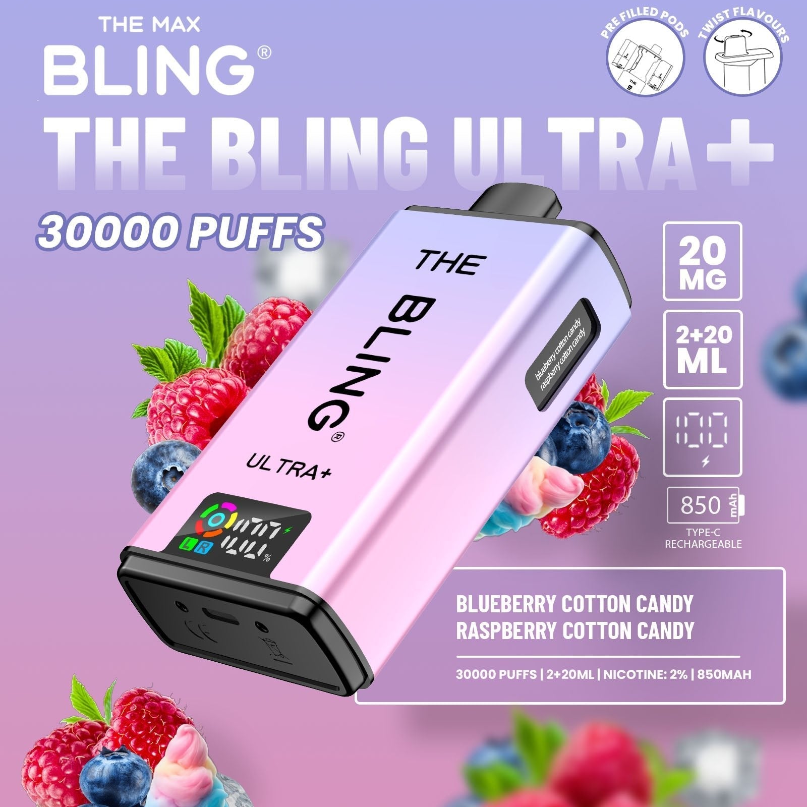 The Bling Ultra Plus 30K Prefilled Pod Kit – Pack of 5
