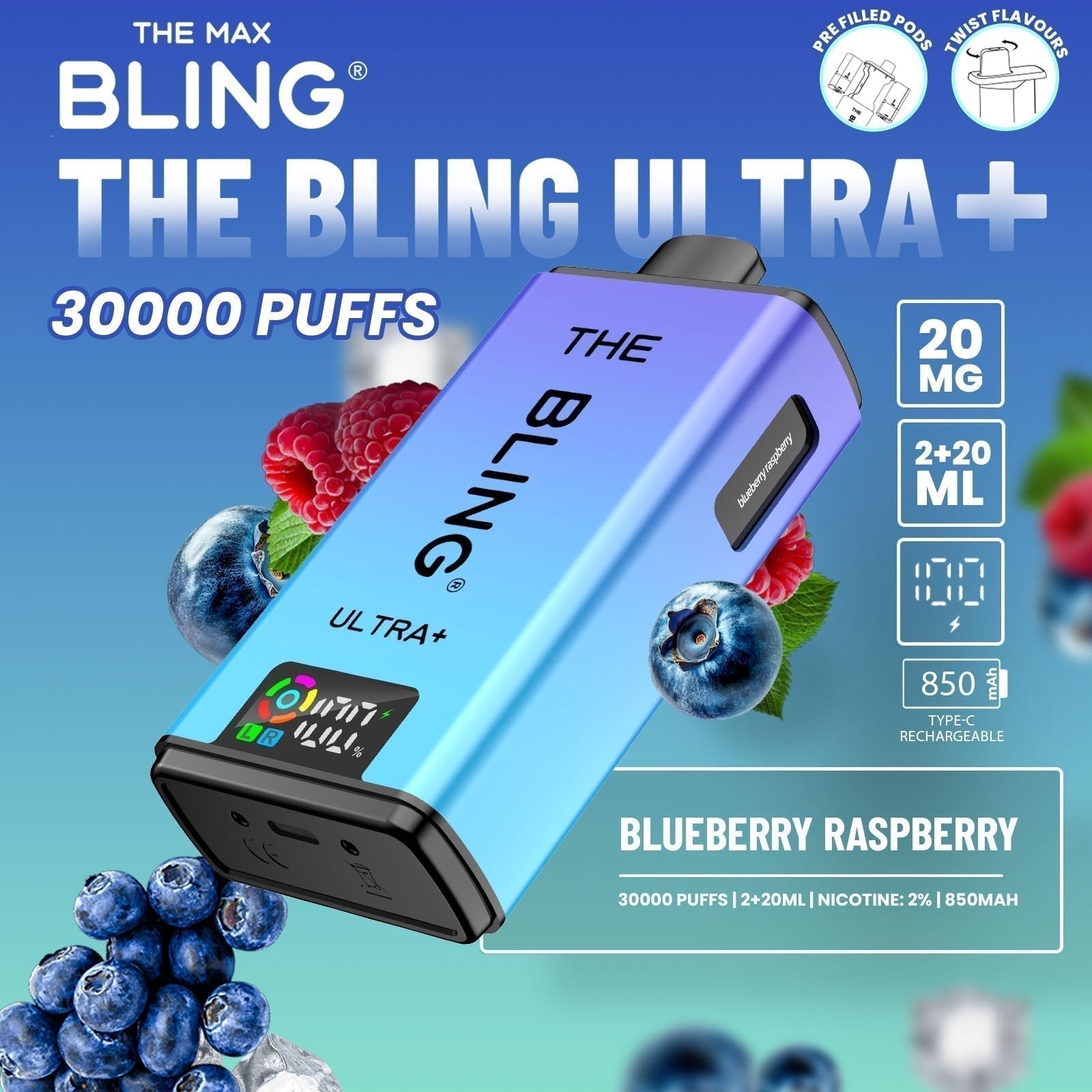 The Bling Ultra Plus 30K Prefilled Pod Kit – Pack of 5