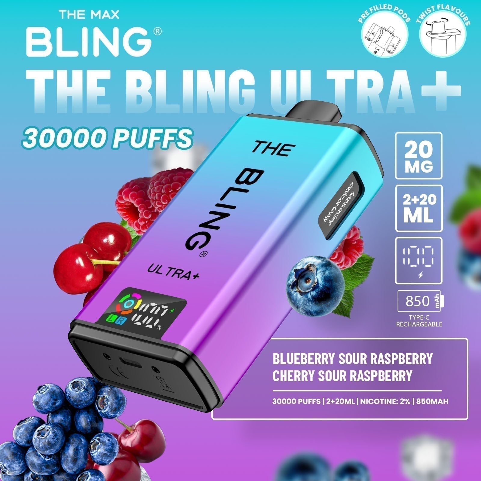 The Bling Ultra Plus 30K Prefilled Pod Kit – Pack of 5