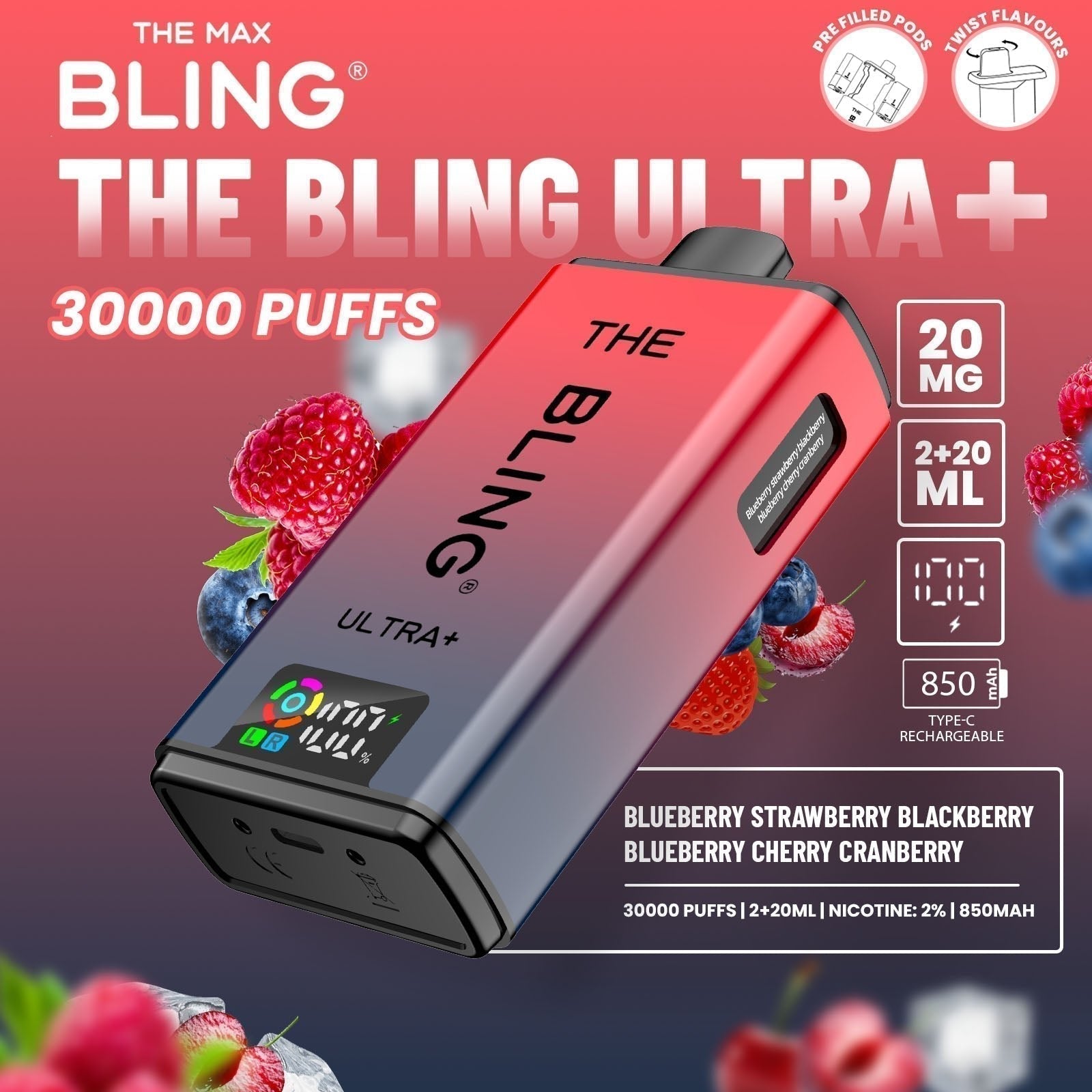 The Bling Ultra Plus 30K Prefilled Pod Kit – Pack of 5