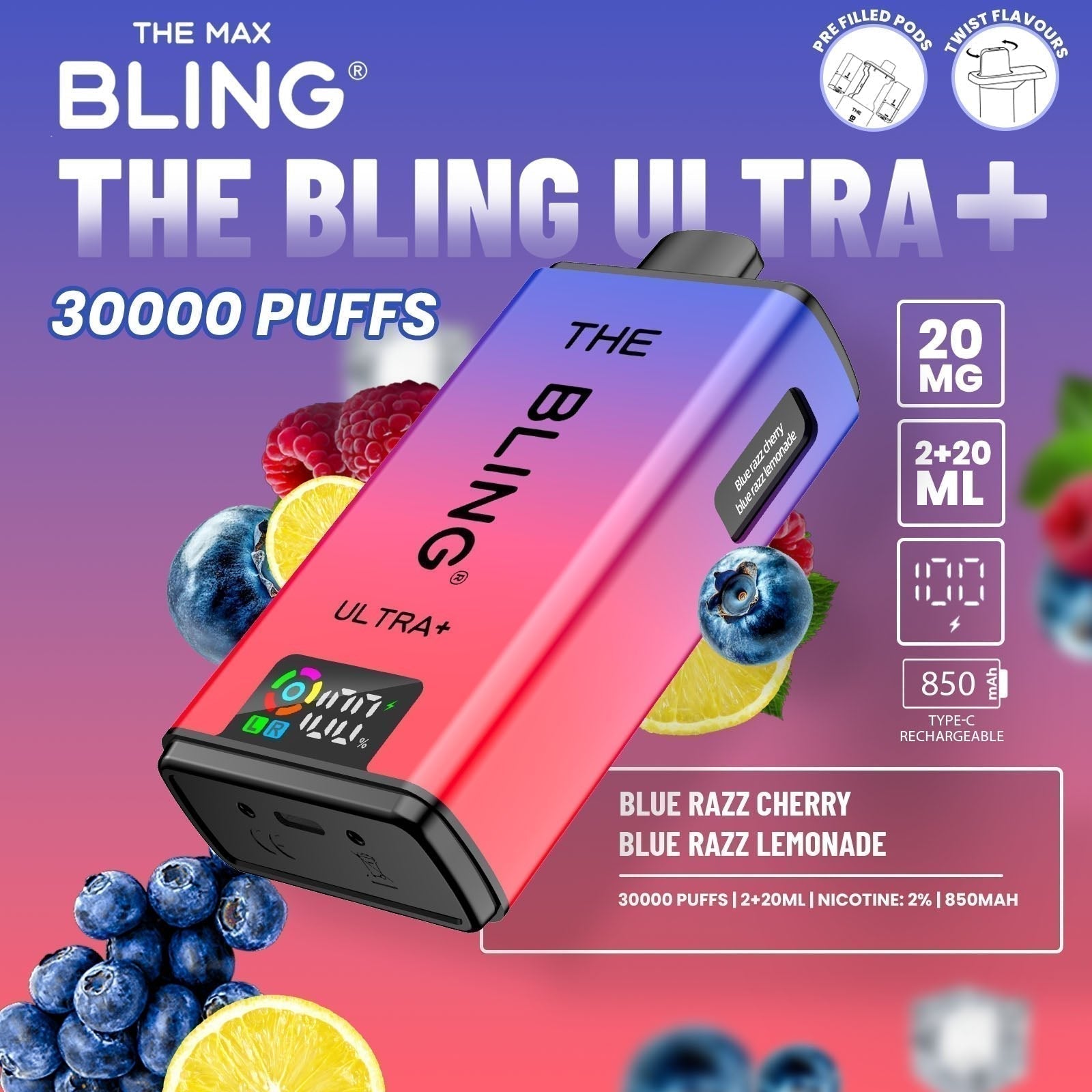 The Bling Ultra Plus 30K Prefilled Pod Kit – Pack of 5