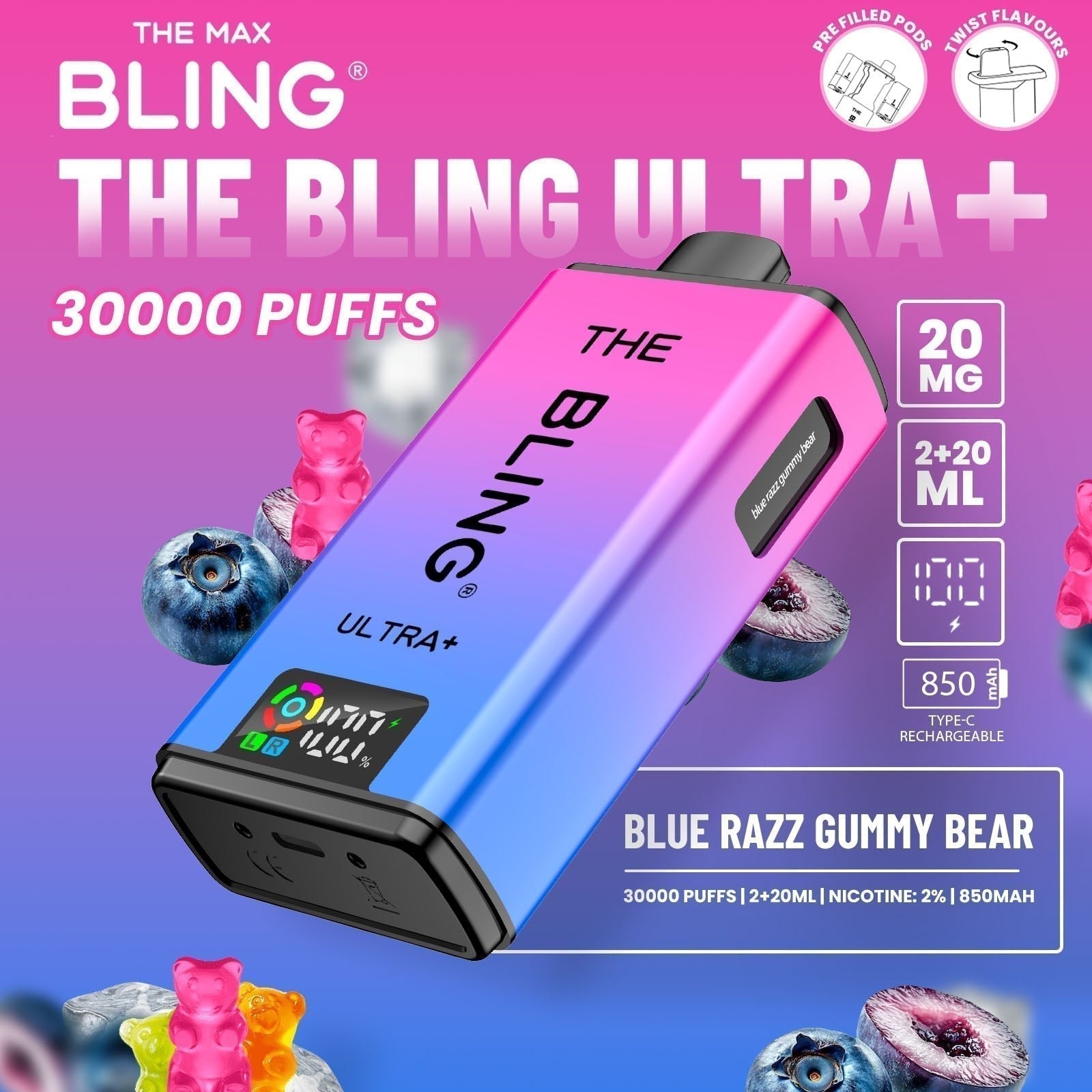 The Bling Ultra Plus 30K Prefilled Pod Kit – Pack of 5