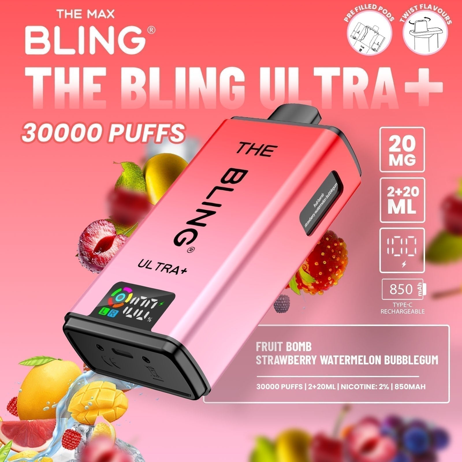 The Bling Ultra Plus 30K Prefilled Pod Kit – Pack of 5