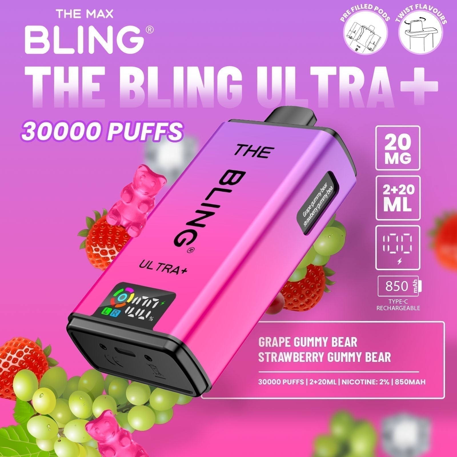 The Bling Ultra Plus 30K Prefilled Pod Kit – Pack of 5