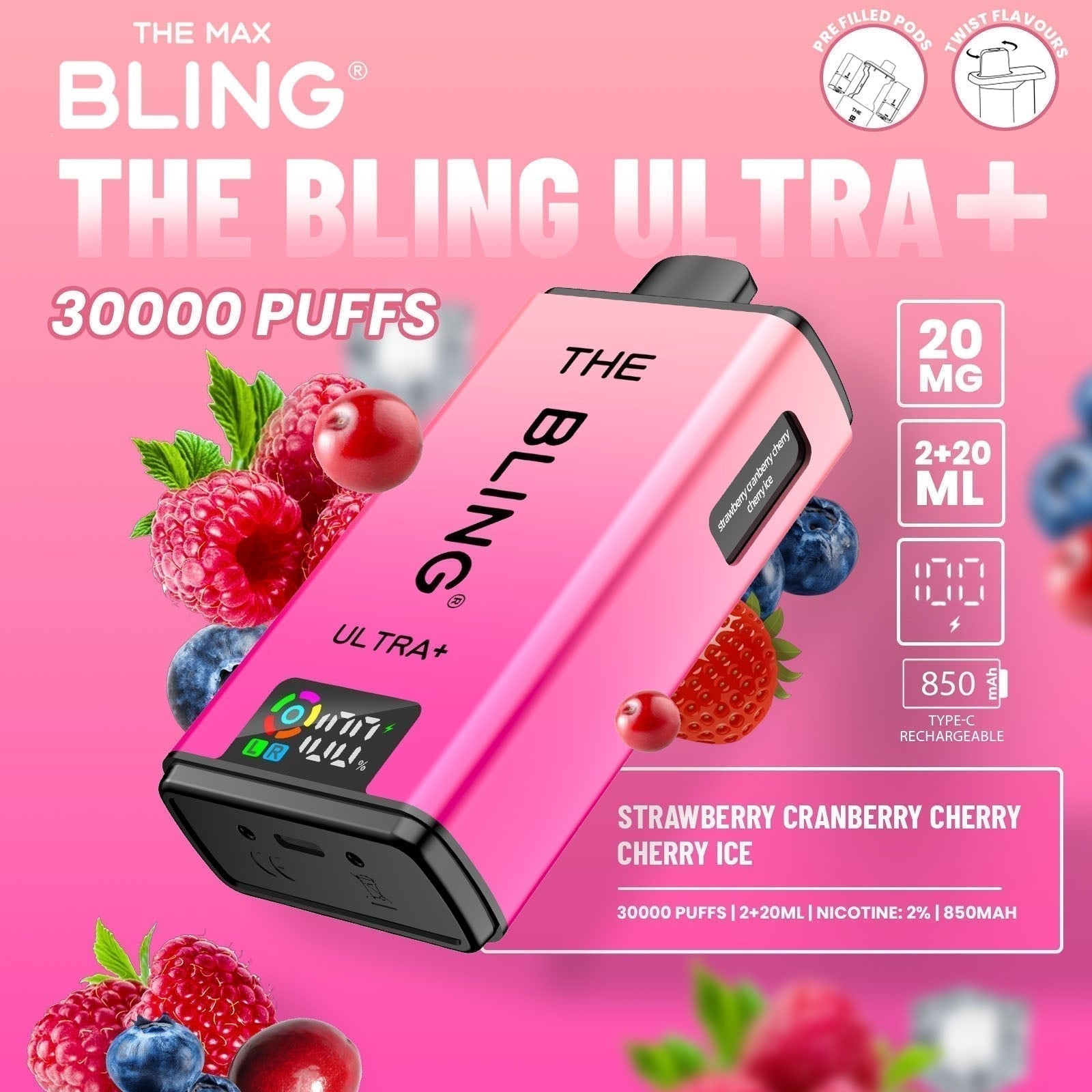 The Bling Ultra Plus 30K Prefilled Pod Kit – Pack of 5