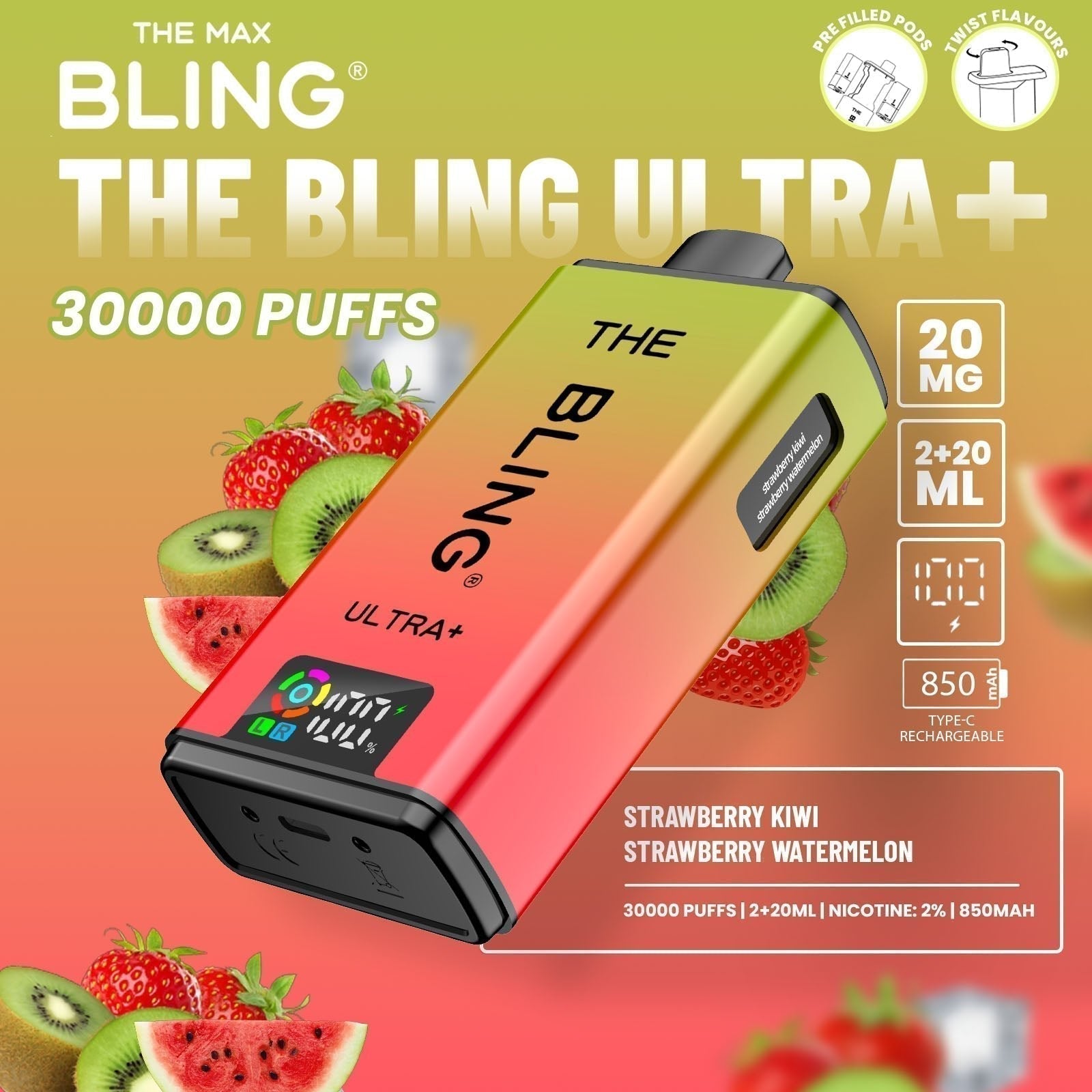 The Bling Ultra Plus 30K Prefilled Pod Kit – Pack of 5