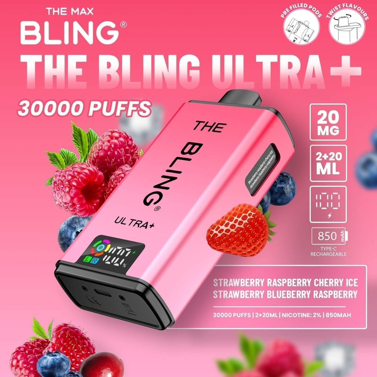The Bling Ultra Plus 30K Prefilled Pod Kit – Pack of 5
