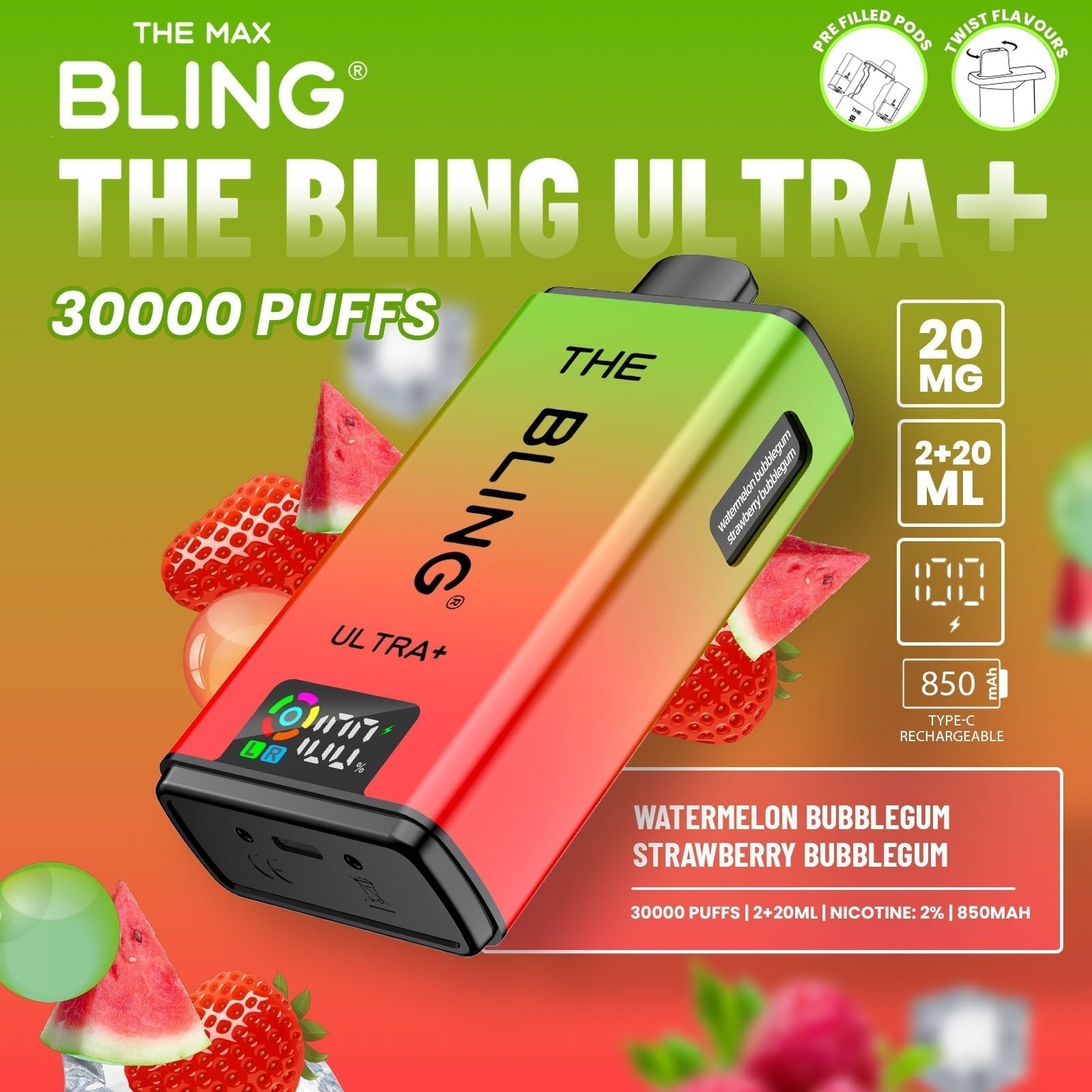 The Bling Ultra Plus 30K Prefilled Pod Kit – Pack of 5